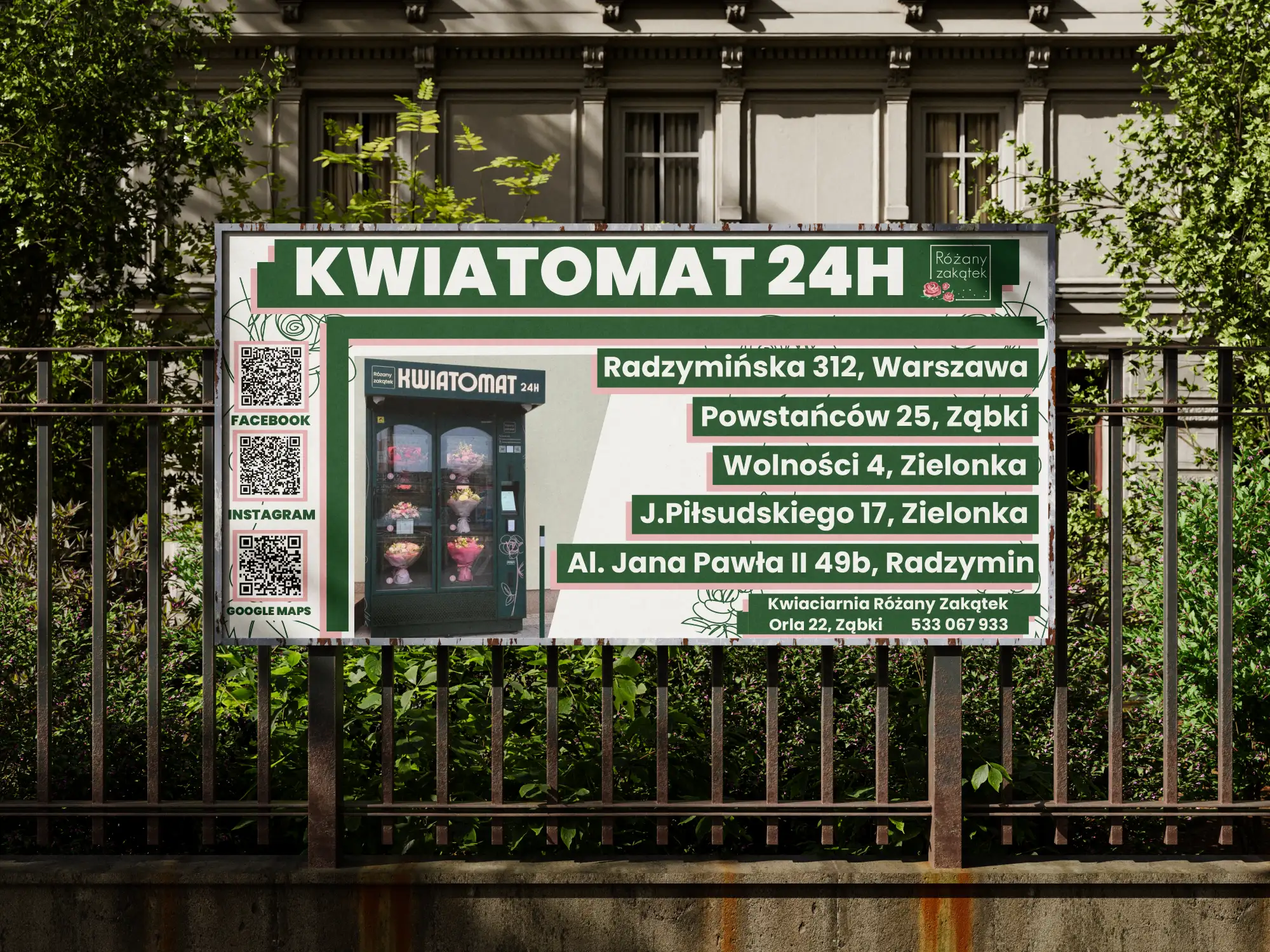 Różany Zakątek, baner reklamowy